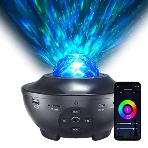 Smart Night Light Projector for Bedroom, Galaxy Projector Light Works with Nebula Cloud Light Ocean Wave Projector Bluetooth Speaker Gift for Adults Game Room Party Home Theatre Decoration