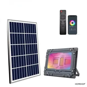 Solar LED Flood Light 60W Waterproof Garden Light for Wall, Patio with LED Bluetooth Music Rhythm (Renewed)