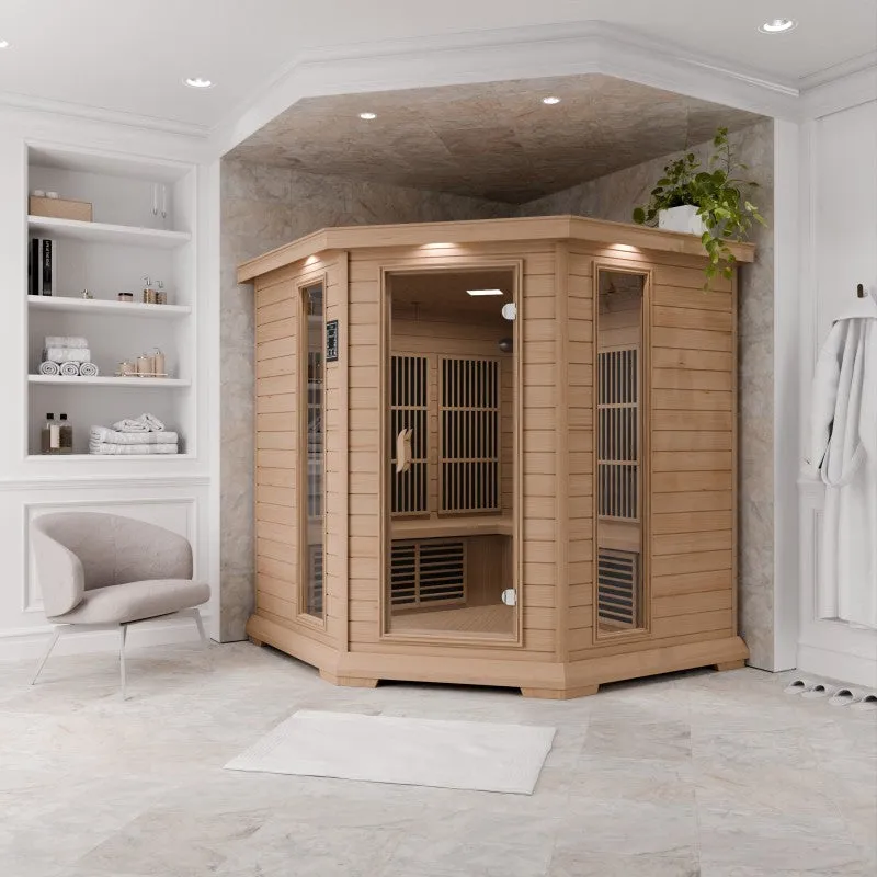 SteamSpa Mauritius 5-Person Carbon FAR Infrared Hemlock Wooden Indoor Home Sauna Room with LED Touch Control Panel