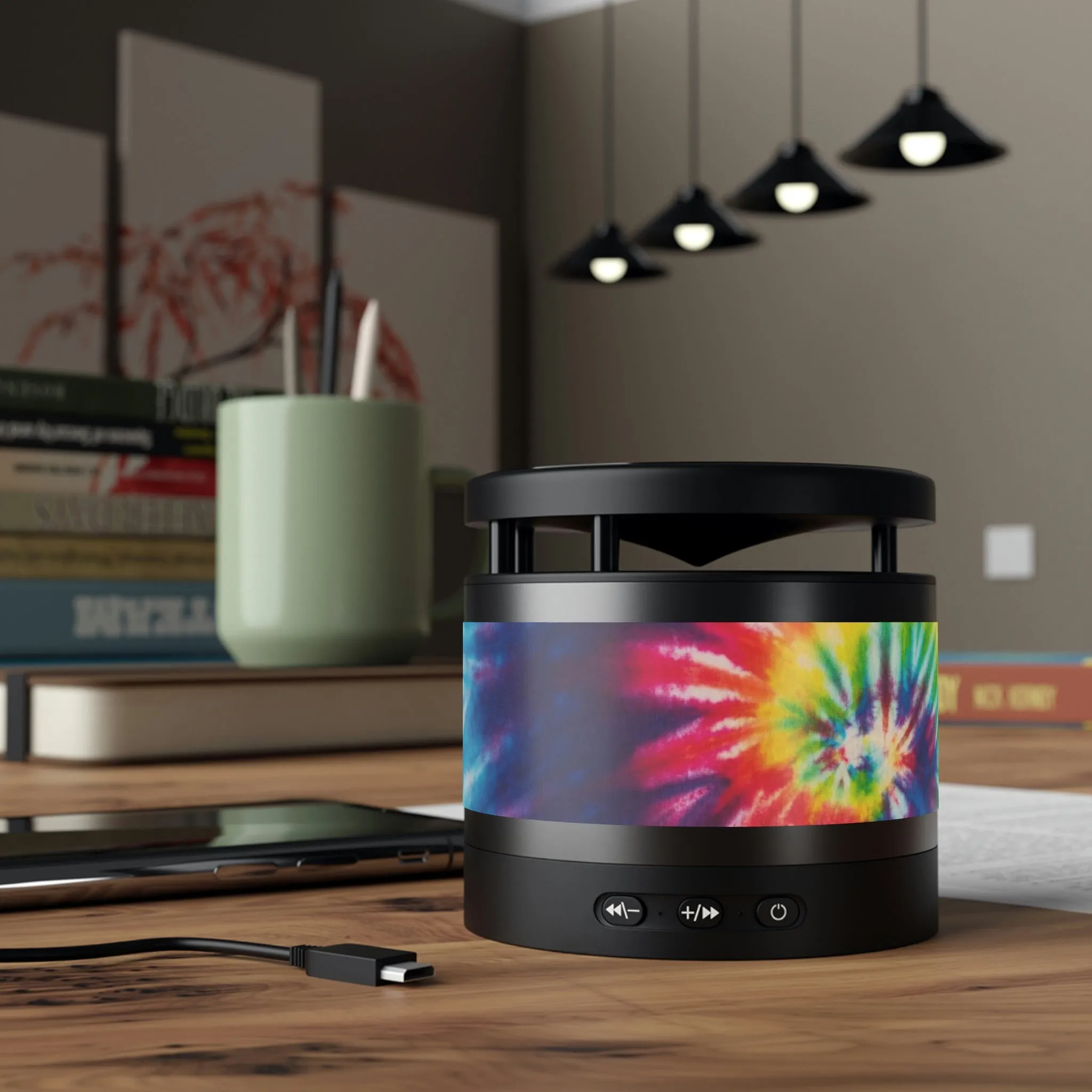 Tie-Dye Metal Bluetooth Speaker and Wireless Charging Pad