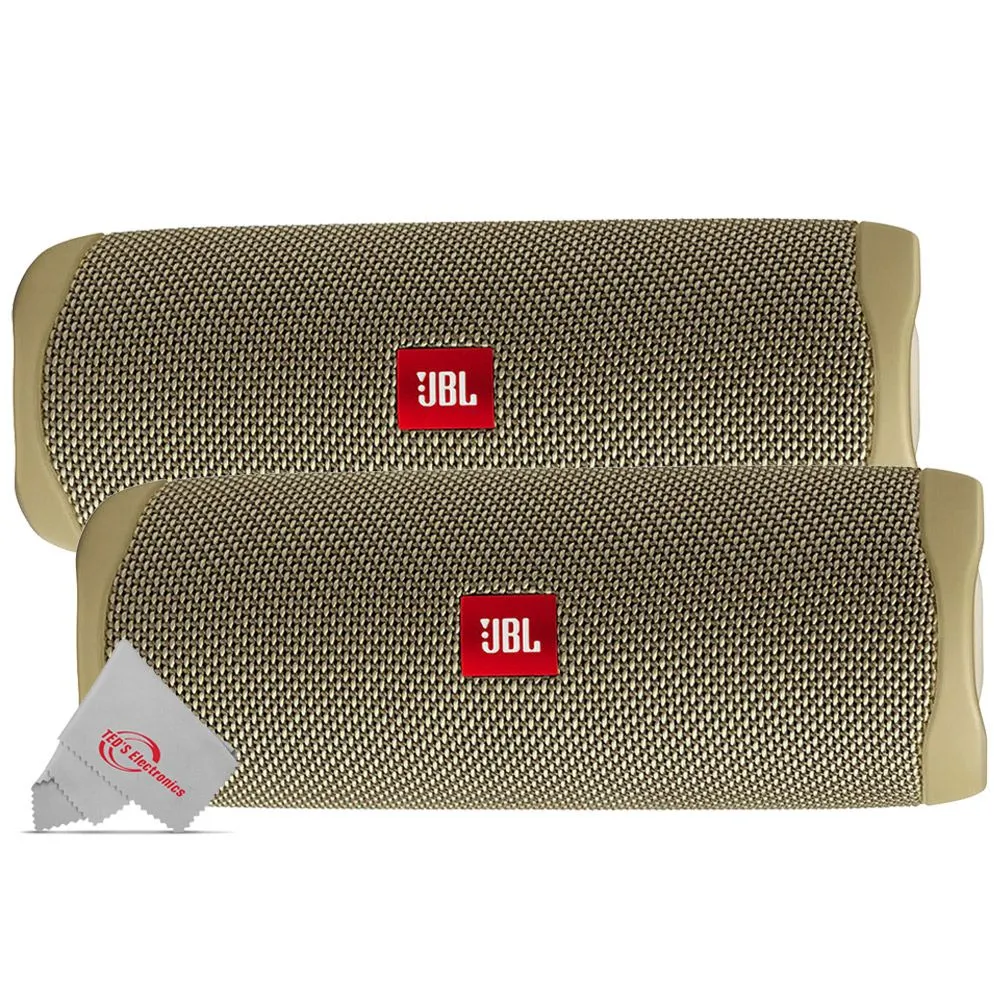 Two Pack JBL FLIP 5 Waterproof Portable PartyBoost Bluetooth Speaker - Sand