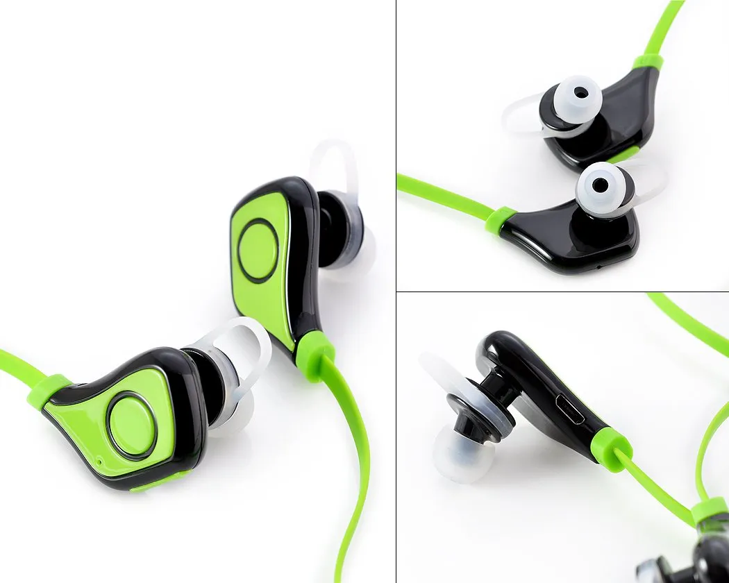 Wireless Bluetooth 4.0 Sport  Headset with Mic - Green