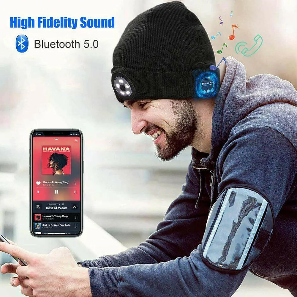 Wireless Bluetooth LED Hat with Music Speakers Light Winter Gift