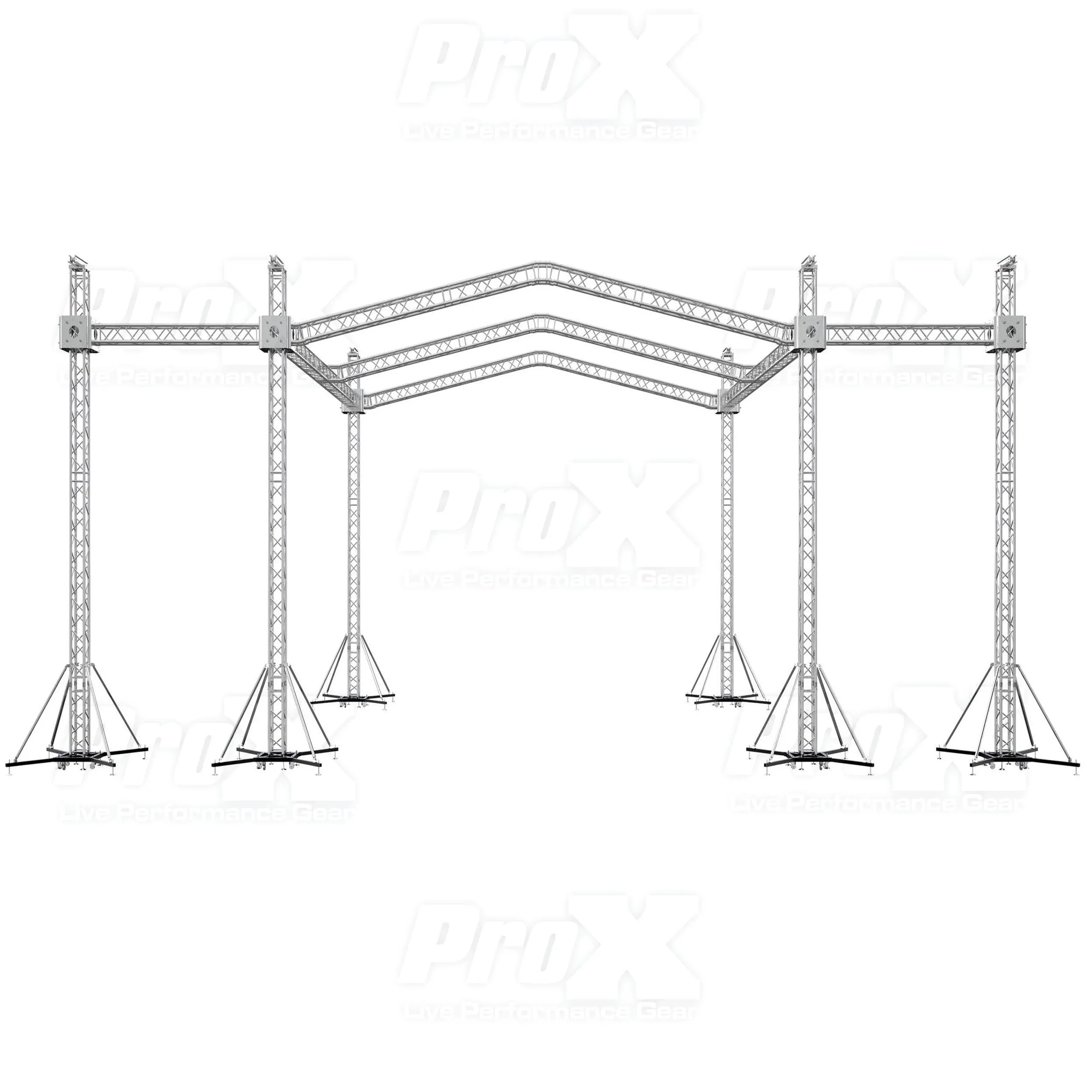 XTP-GS303023-PR3-12D 12D Stage Roofing System 30'W x 30'L x 23'H & Speaker Wings - Incl 6 Chain Hoist